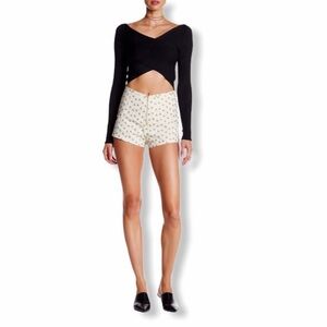 One Teaspoon Polka Paradise Cotton Front Zip Shorts Shorty Shorts NWT Festival